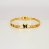Black Enamel Butterfly Bracelet - Dainty Design