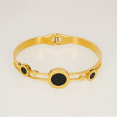 Black Enamel Circle Bracelet - Dainty Design