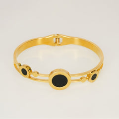 Black Enamel Circle Bracelet - Dainty Design