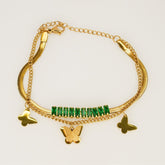 Butterfly Charm Bracelet with Green Gemstones - Dainty Design