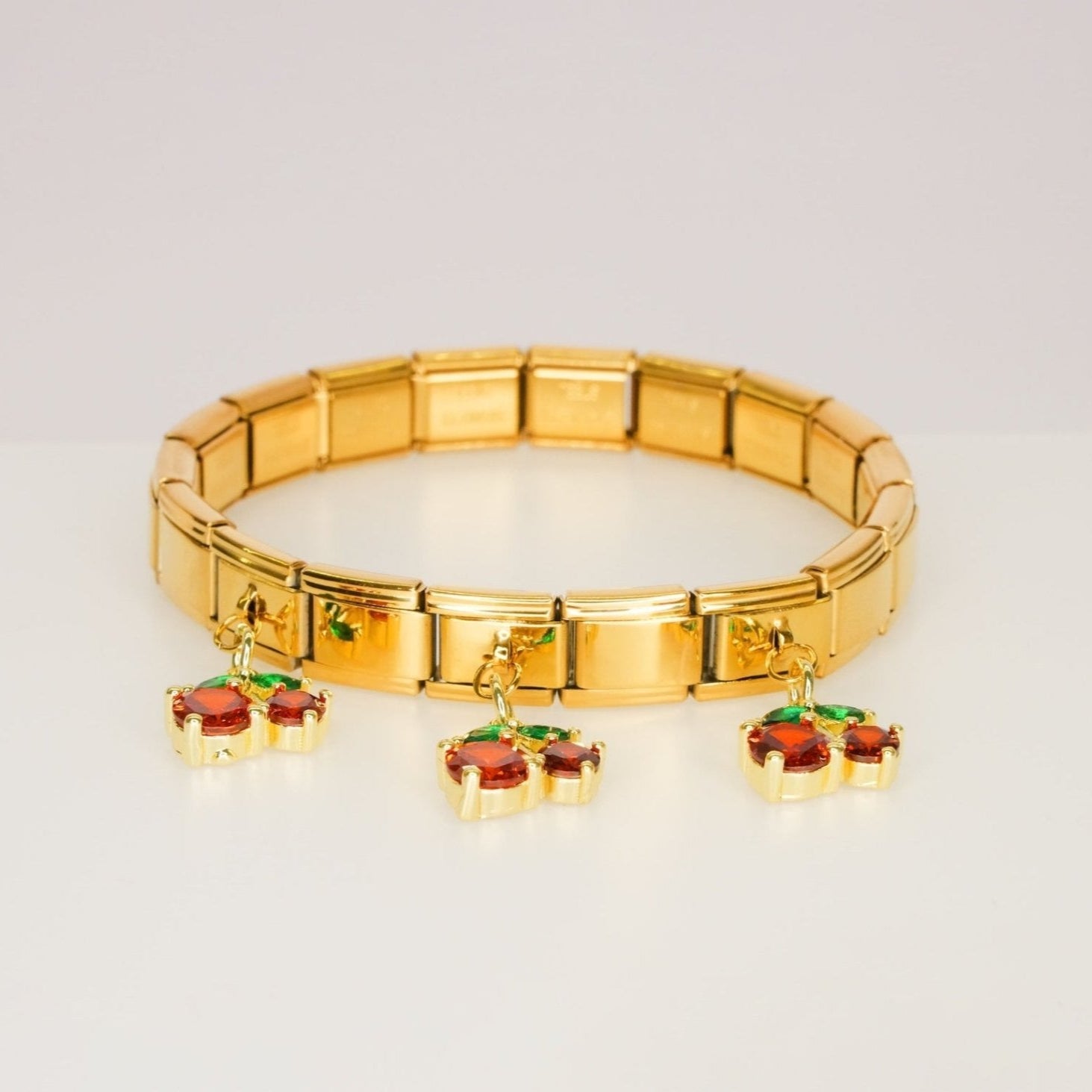 Cherry Charm Stretch Bracelet - Dainty Design