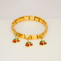 Cherry Charm Stretch Bracelet - Dainty Design