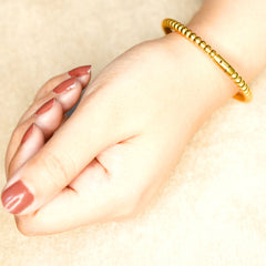 Classic Gold Beaded Eternity Bangle - Dainty Design
