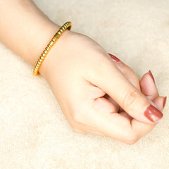 Classic Gold Beaded Eternity Bangle - Dainty Design