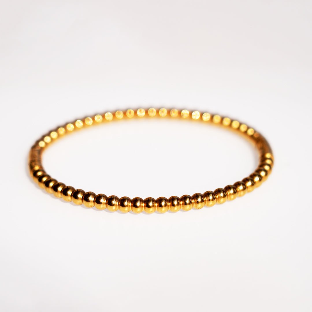 Classic Gold Beaded Eternity Bangle - Dainty Design