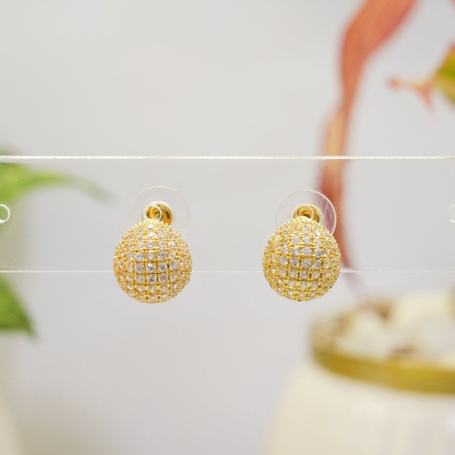 Glimmering Dome Stud Earrings - Dainty Design