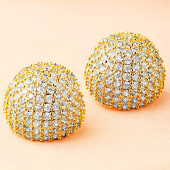 Glimmering Dome Stud Earrings - Dainty Design