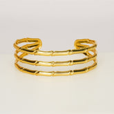 Gold Bamboo Cuff Bracelet - Dainty Design