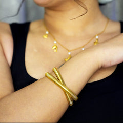 Gold Coil Wrap Bracelet - Dainty Design