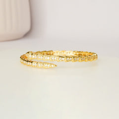 Gold Crystal Serpent Wrap Bracelet - Dainty Design