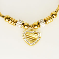 Heart Charm Bracelet with Crystal Accents - Dainty Design