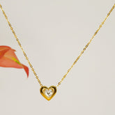 Heart Diamond Pendant Necklace - Dainty Design