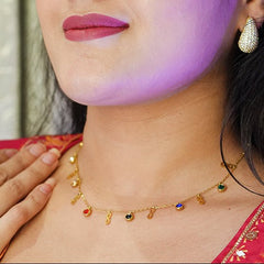 Infinity Charm Multicolor Gemstone Necklace - Dainty Design