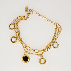 Layered Circle Charm Chain Bracelet - Dainty Design