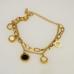 Layered Circle Charm Chain Bracelet - Dainty Design