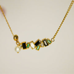 Mosaic Gemstone Pendant Necklace - Dainty Design