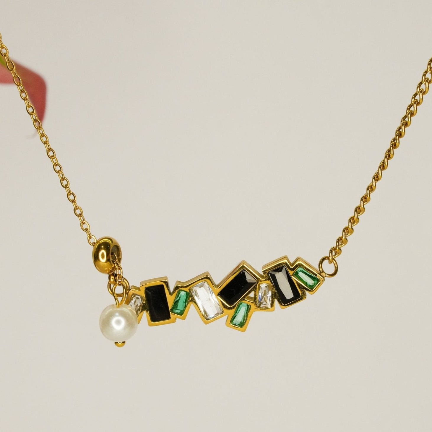 Mosaic Gemstone Pendant Necklace - Dainty Design