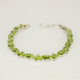 Sterling Silver Green Tennis Bracelet - Dainty Design