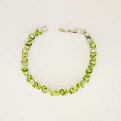 Sterling Silver Green Tennis Bracelet - Dainty Design