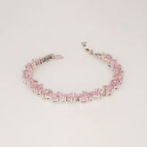 Sterling Silver Pink Zircon Tennis Bracelet - Dainty Design