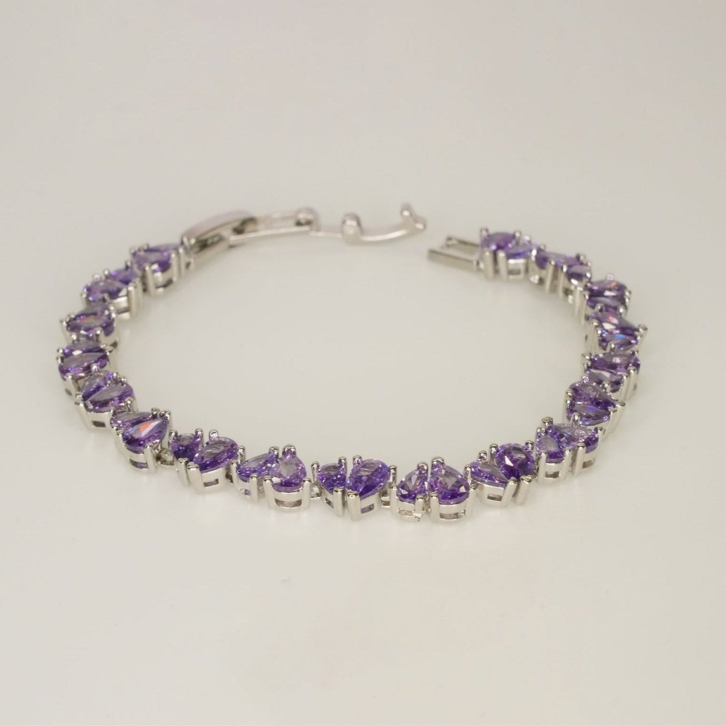 Sterling Silver Purple Tennis Bracelet - Dainty Design