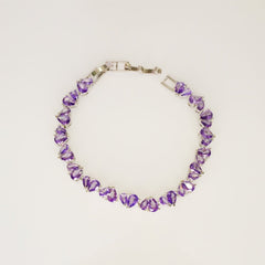 Sterling Silver Purple Tennis Bracelet - Dainty Design