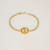 Tennis Crystal Bracelet with YSL Logo Charm - Dainty Design