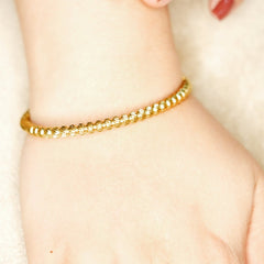 Twisted Rope Gold Bangle - Dainty Design