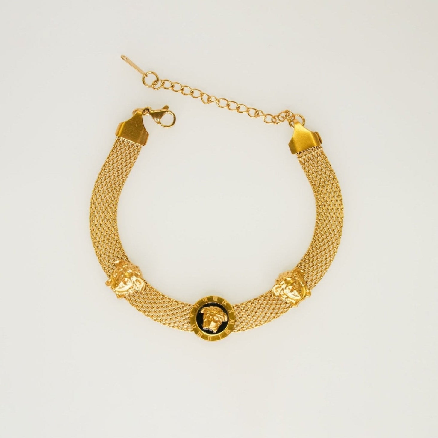 Versace - Inspired Lion Head Mesh Bracelet - Dainty Design