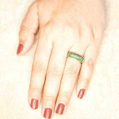 Vibrant Green Eternity Band Ring - Dainty Design