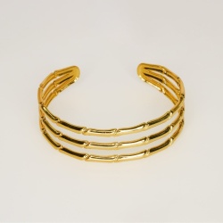Gold Bamboo Cuff Bracelet - Dainty Design