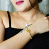 Tennis Crystal Bracelet with YSL Logo Charm - Dainty Design