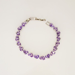 Sterling Silver Purple Tennis Bracelet - Dainty Design