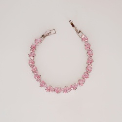 Sterling Silver Pink Zircon Tennis Bracelet - Dainty Design