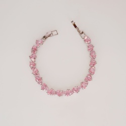 Sterling Silver Pink Zircon Tennis Bracelet - Dainty Design