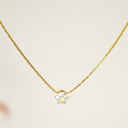 Solitaire Crystal Pendant Necklace - Dainty Design