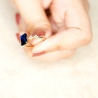 Royal Blue Sapphire Emerald Cut Ring - Dainty Design