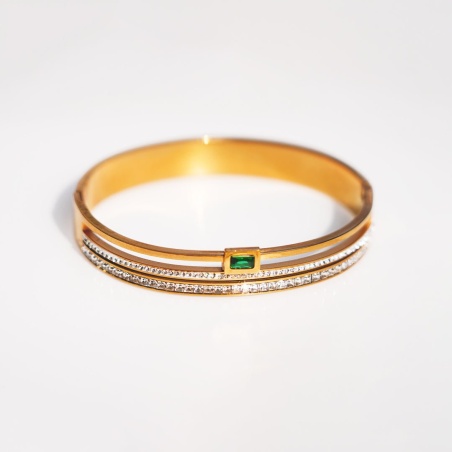Triple Row Emerald Cuff Bracelet - Dainty Design