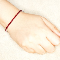 Ruby Red Eternity Tennis Bracelet - Dainty Design