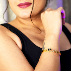 Black Enamel Butterfly Bracelet - Dainty Design