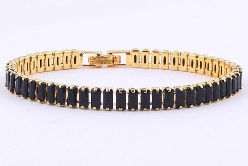 Black Tennis Bracelet - Dainty Design