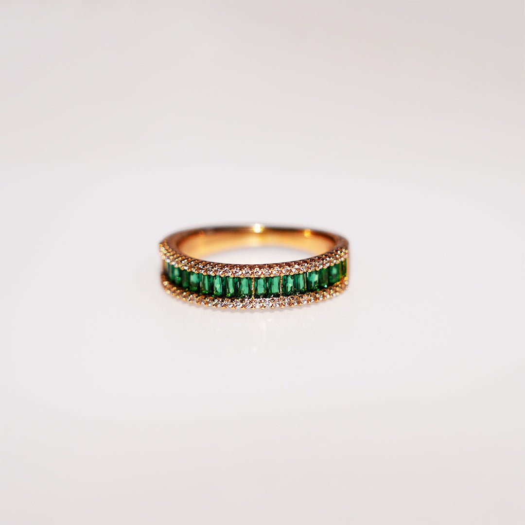 Emerald Eternity Band Ring - Dainty Design