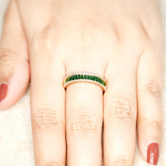 Emerald Eternity Band Ring - Dainty Design