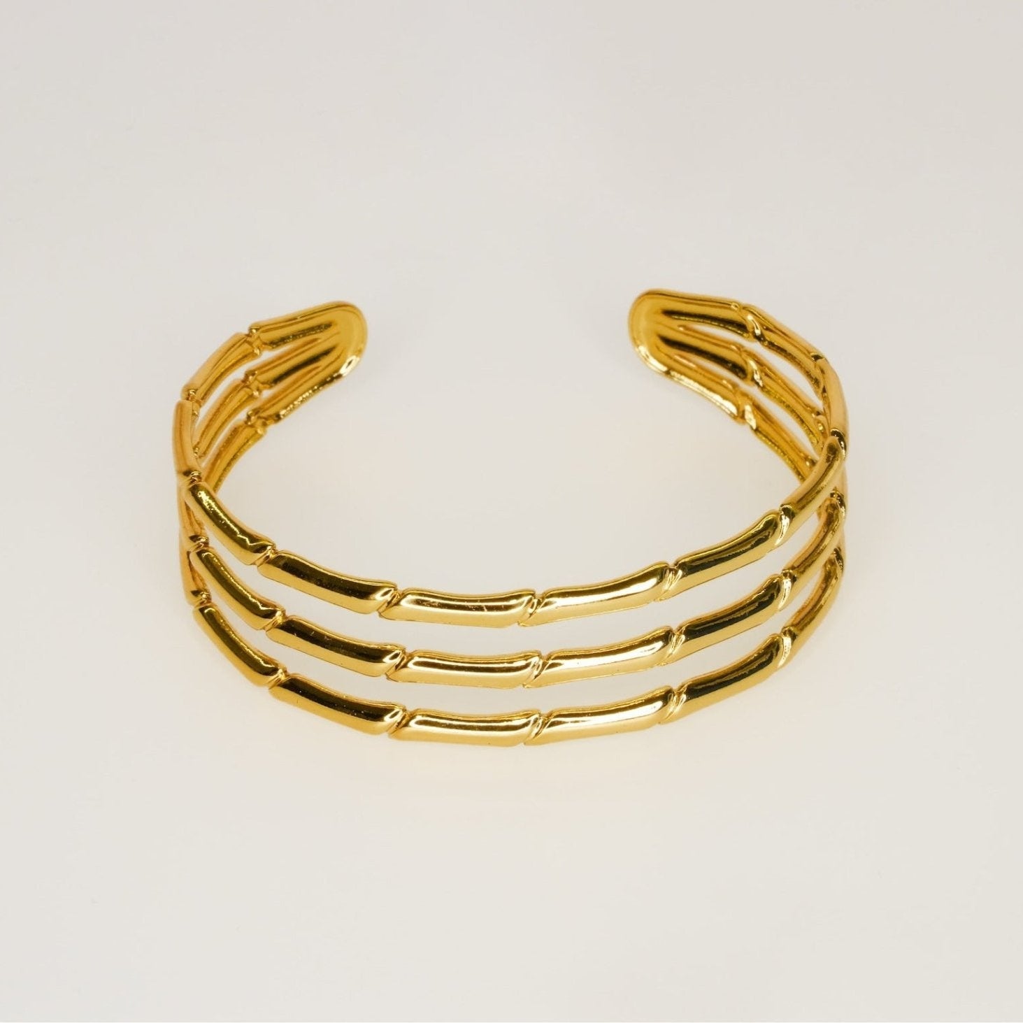 Gold Bamboo Cuff Bracelet - Dainty Design