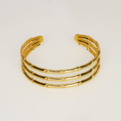 Gold Bamboo Cuff Bracelet - Dainty Design