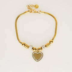 Heart Charm Bracelet with Crystal Accents - Dainty Design