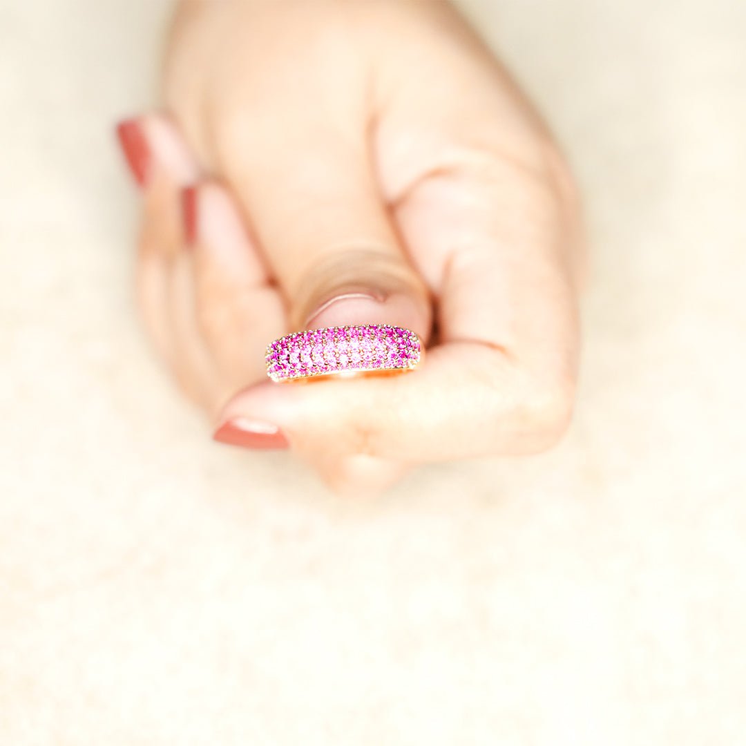 Radiant Pink Sapphire Eternity Band - Dainty Design