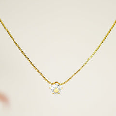 Solitaire Crystal Pendant Necklace - Dainty Design
