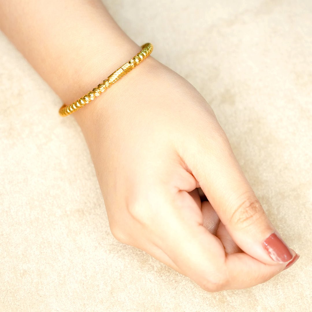 Twisted Rope Gold Bangle - Dainty Design