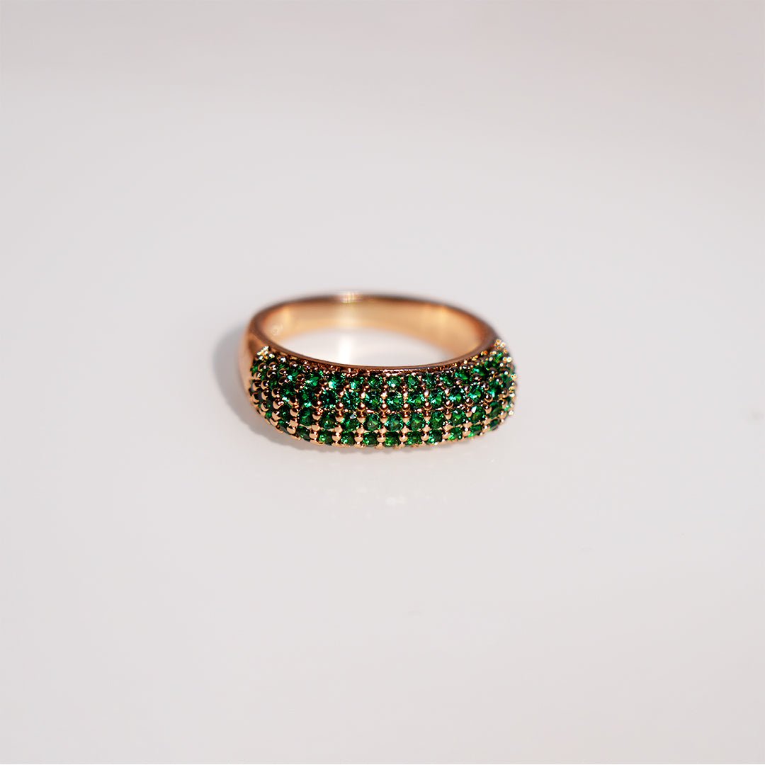 Vibrant Green Eternity Band Ring - Dainty Design